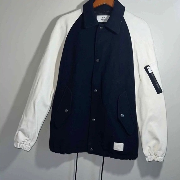 NEW Coach Varsity Bomber  jacket M real leather sleeves. BEAUTIFUL!!! - Picture 1 of 8